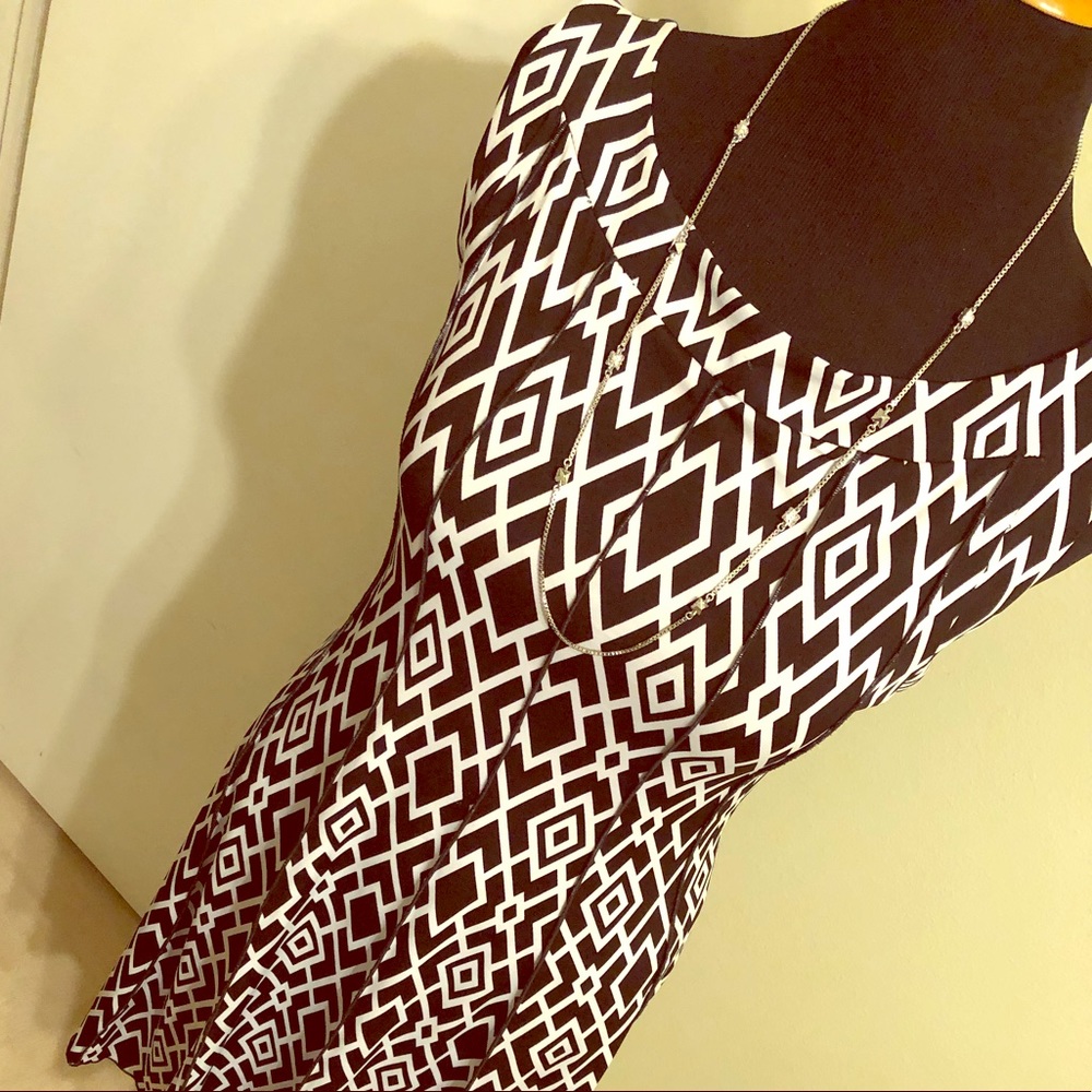 Black & White Workwear Midi Dress